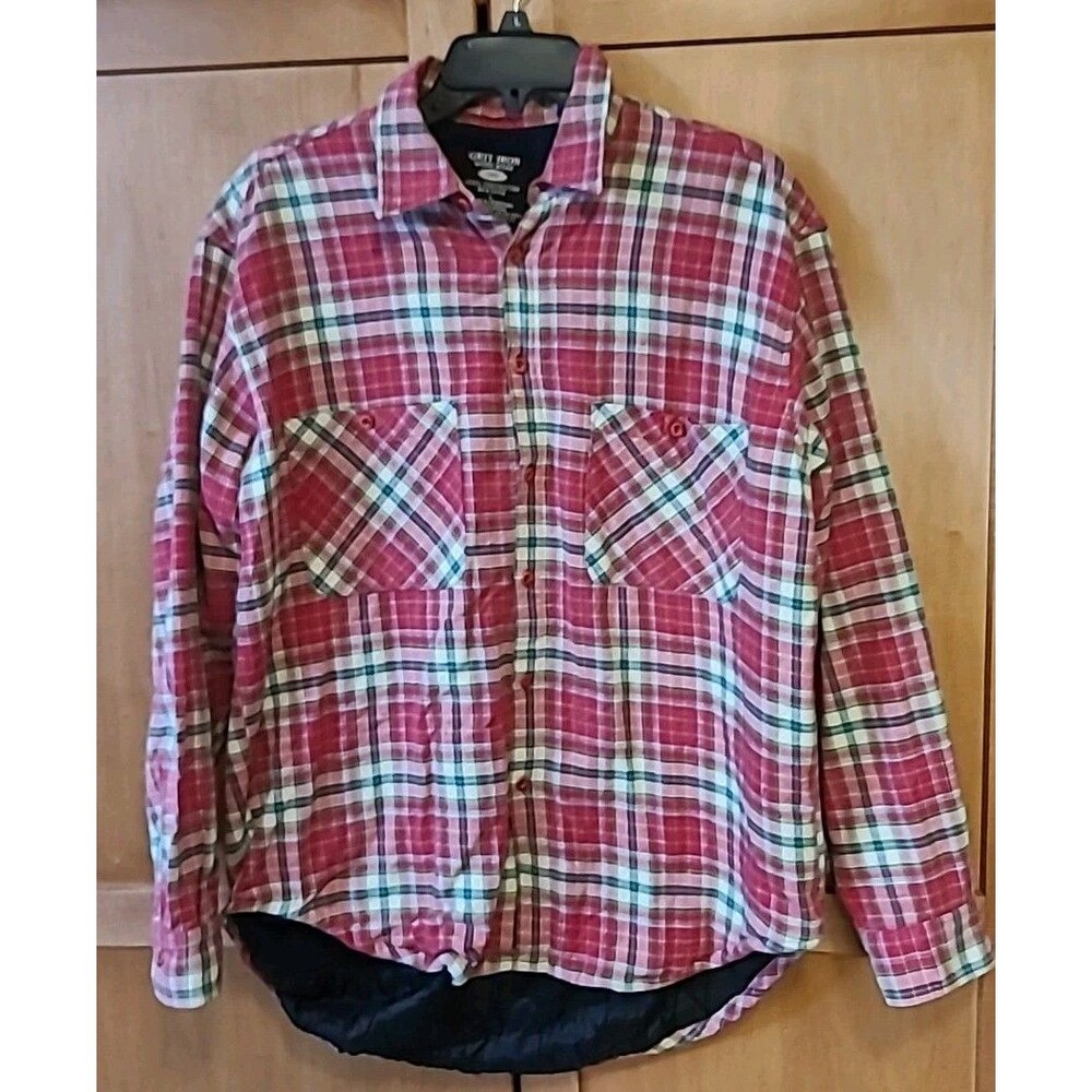 Grit Iron 1929 Workwear Men Large Classic Red Plaid Flannel Heavy Duty
